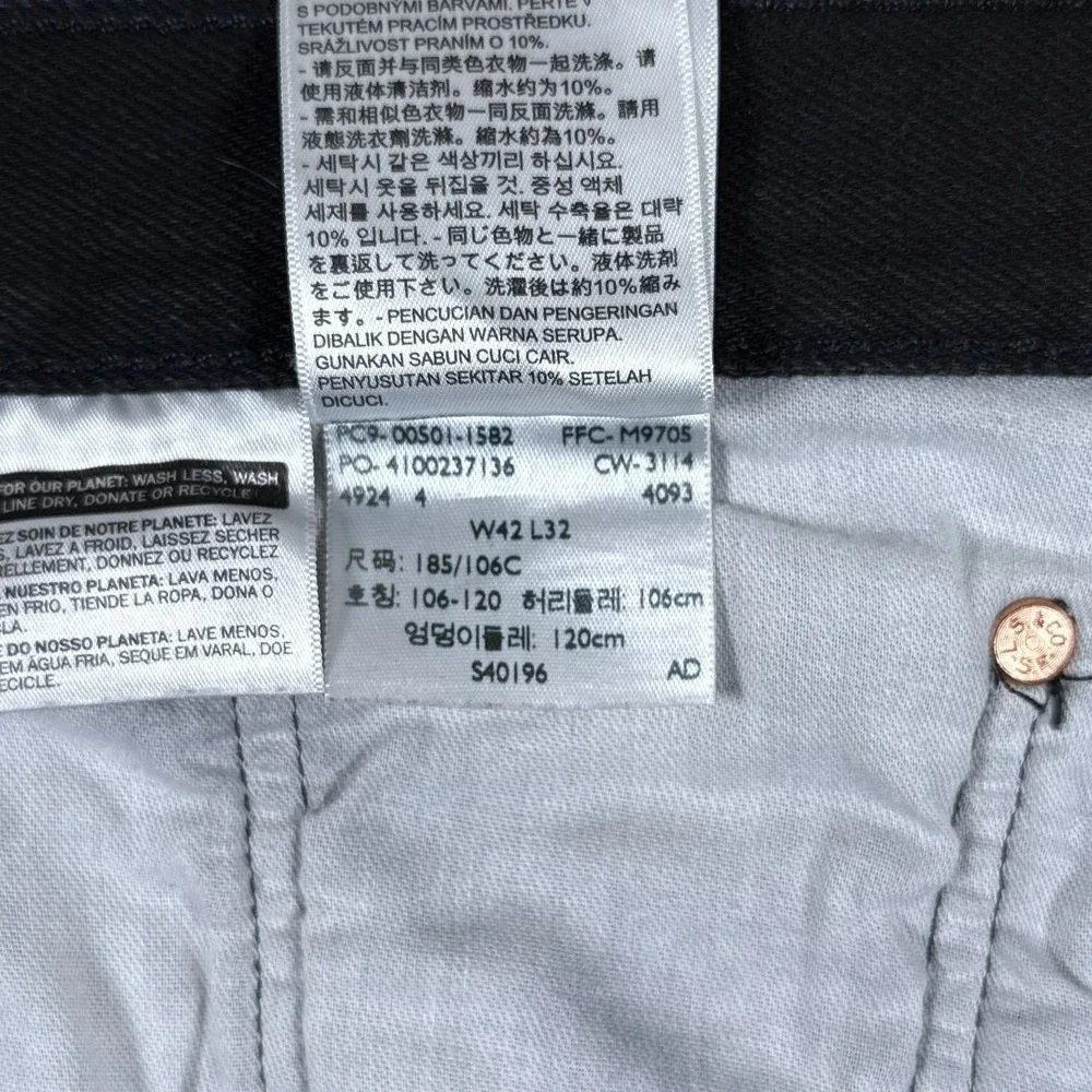 Levis Jeans Mens 42x32 Black 501XX Button Fly Straight Leg‎ Denim